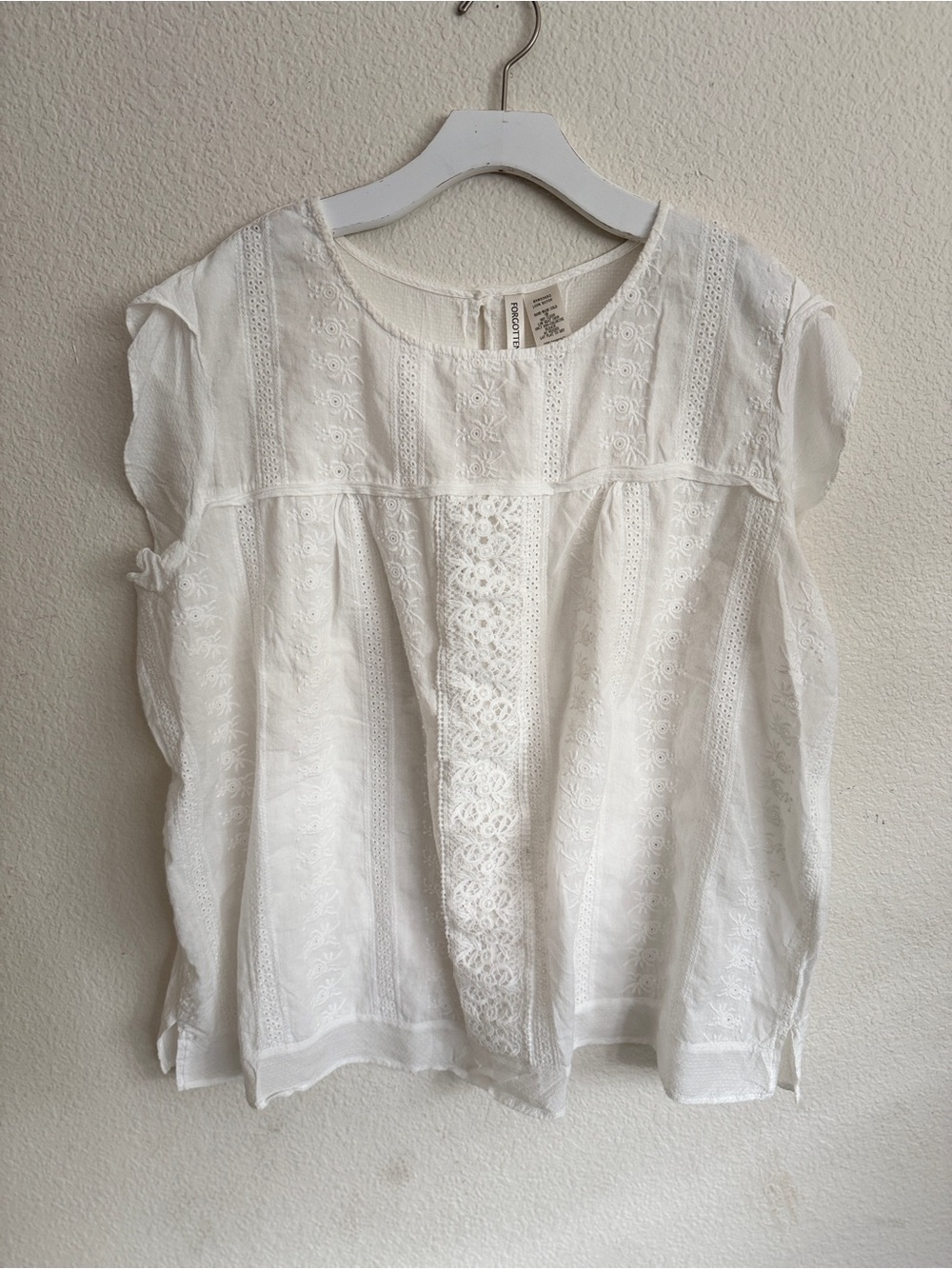 Lightweight White Eyelet Lace Blouse - Feminine Summer Top
